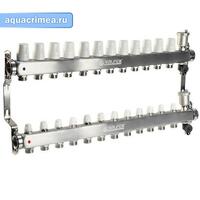 Коллект. группа нерж. 1"х 12 вых. евроконус 3/4" расходом.; сливн. кран; авт. воздухоотв.