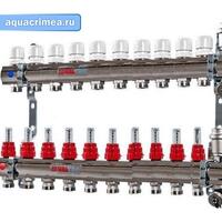 Коллекторная группа ЛАТ. в сборе с расход. 1"х10 вых. Евроконус 3/4" (VTc.596.EMNX.0610)