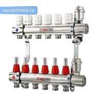 Коллекторная группа НЕРЖ в сборе с расход. 1"х6 вых. Евроконус 3/4" (VTc.586.EMNX.0606)