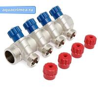 Коллектор с регулирующими вентилями 3/4"х4 вых. 1/2" нар. (VTc.560.N.0504 )