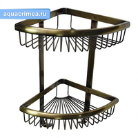 Полка двойная 23см угловая под Бронзу, Рифлёная с крючками MAGNUS (95341)