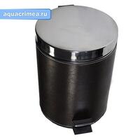 Ведро 5л нержавейка, с педалью, Кожанные Вставки "Санакс" (105-L)