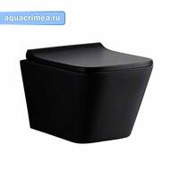 Унитаз подвесной  5171 МВ матовый чёрный, безободковый, крышка дюроп,горизонт выпуск